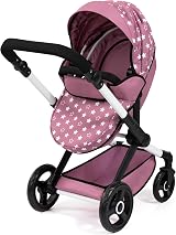Bayer Design XEO Convertible Doll Pram 46cm Pink Stars Sun Canopy view 3