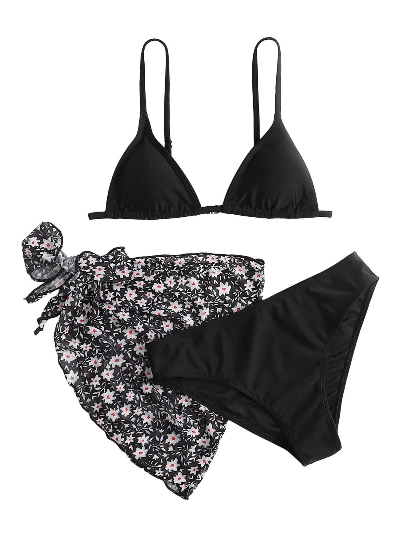 Women's Bikini Simple Black White Spaghetti Strap Beach Swimsuit