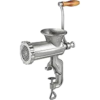 Weston #10 Manual Tinned Meat Grinder and Sausage Stuffer, 4.5mm & 10mm plates, + 3 sausage funnels,Silver