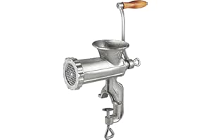 Weston #10 Manual Tinned Meat Grinder and Sausage Stuffer, 4.5mm & 10mm plates, + 3 sausage funnels,Silver