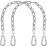 Hanging Chair Chain Heavy Duty Hammock Chain with Carabiners Swing Chain Extension for Hammock Chair, Swings, Punching Bags,2 Hanging Chair Chain 4 Carabiners