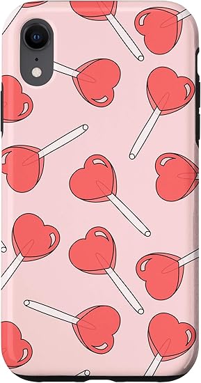 Amazon Com Iphone Xr Heart Lollipop Phone Case Pink Aesthetic Red And Pink Cover Case