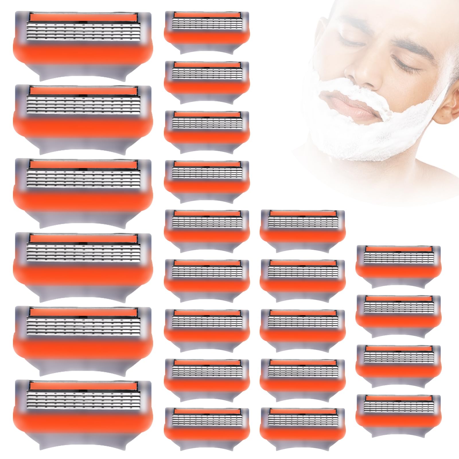 Photo 1 of 24Pcs Premium Razor Blades for Men - 5-Layer Stainless Steel Refills Compatible with Fusion 5 Style Razors, Smooth Shaving Replacement Cartridges Value Pack