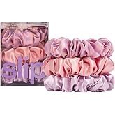 Slip Silk Large Scrunchies, Belleflower - Set of 3 | Made with slipsilk&trade; | 100% Mulberry Silk | Made to be Gentle on your Delicate Hair | All Hair Types