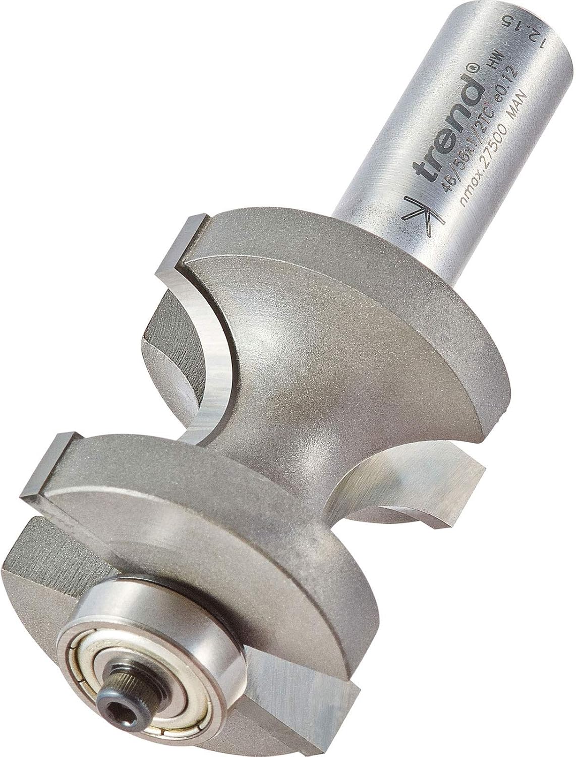 Trend Professional Guided Staff Bead Router Cutter, 1/2 Inch Shank, 35.2mm Cut Diameter, 35mm Cut Length, 9.5mm Radius, 46/56X1/2TC