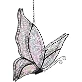 Holographic Butterfly Sun Catcher Stained Glass Window Hanging, 7 * 5 inches Stained Glass Butterfly Decor, Holographic Butterfly Lover Gift for Women, Men, Wife, Lovers, and Mom