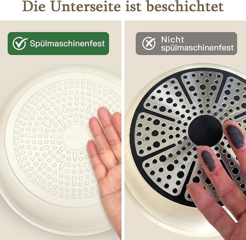 Granit Topfsets Pfannenset 15 Teiliges,Kochtöpfe Set Antihaft Kochgeschirr mit Abnehmbarem Griff,Für alle Herdarten geeignet,Spülmaschinenfest,Ofenfest(Weiß,15PCS)