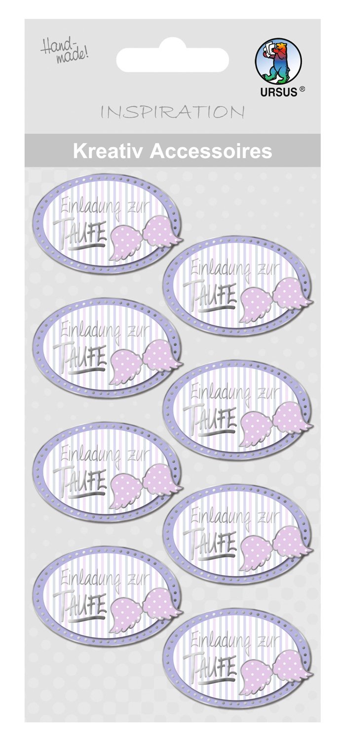 Ursus 564000522F Creative Accessories, Christening Girls, Self-Adhesive, Pack of 8