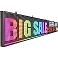 Outdoor WiFi P10 LED Sign 77"x14" Waterproof High Brightness LED Matrix Screen, WiFi Control for Advertising Billboard, Store Signs, Energy Efficient, IP45 Rated
