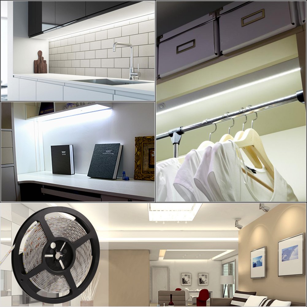 LED Strip Lights Cool White 6000K Led Light Strips DC12V Strip of Led Lights SMD2835 300Leds Led Tape Lights Strip Led 16.4 Ft Flexible light strips DIY Decoration Outdoor