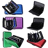 Set of 6 Aluminium Metal Credit Card Wallet Holder/Moneybag Storage- Prevent Identity Theft by Blocking RFID Scanning of Your Credit Cards (Assorted Colors) Size 11x7x5.2cm
