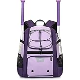 KAVIGOR Youth Baseball Bag, Softball Bag for Girls & Boys, Kids Tball Backpack with Shoes Compartment