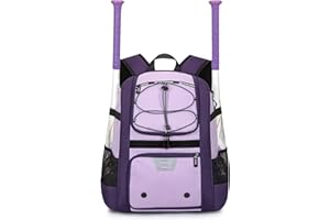 KAVIGOR Youth Baseball Bag, Softball Bag for Girls & Boys, Kids Tball Backpack with Shoes Compartment