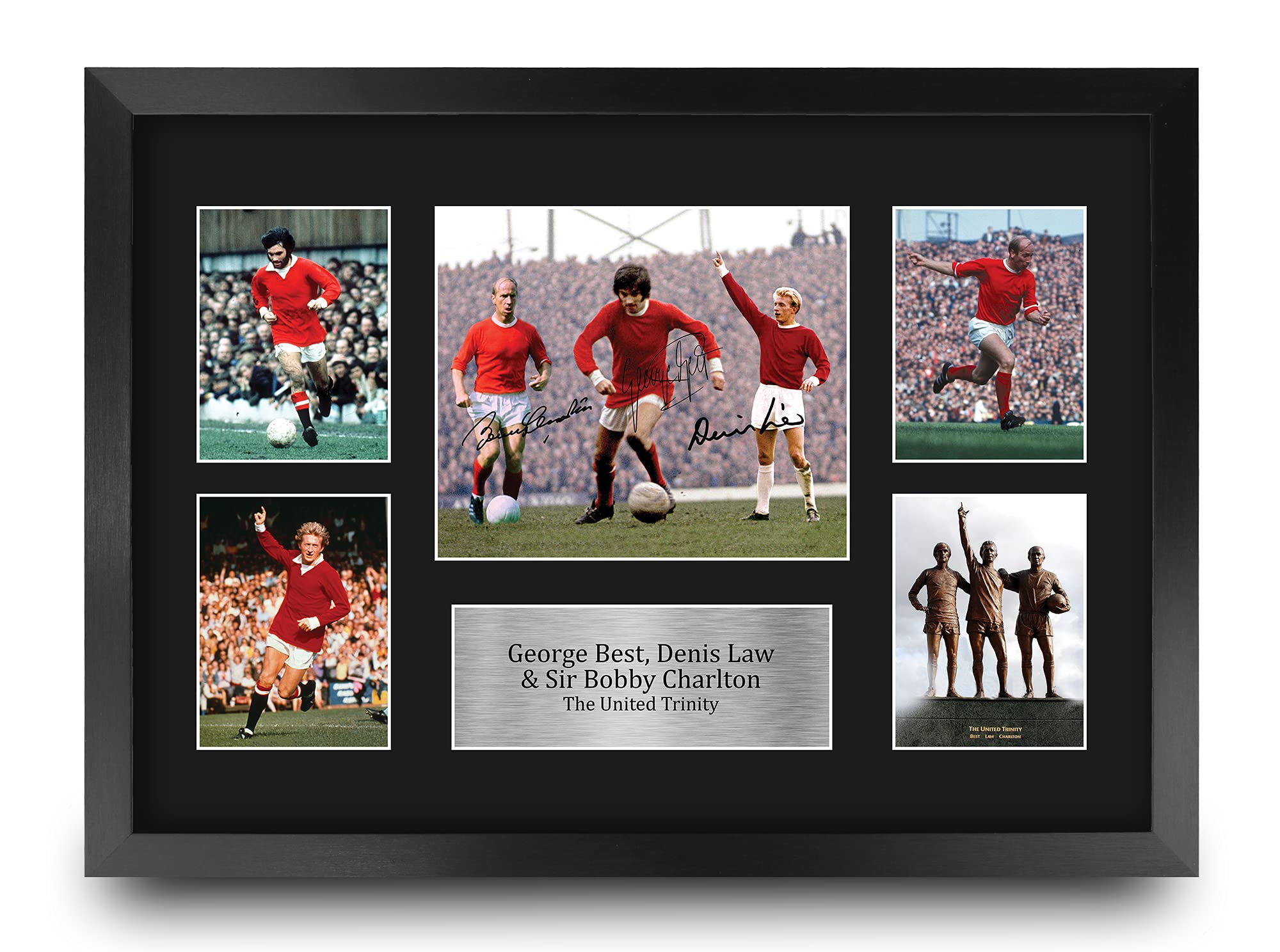 HWC Trading FR A3 Best Charlton Law The United Holy Trinity Gifts Printed Signed Autograph Picture for Football Fans and Supporters - A3 Framed