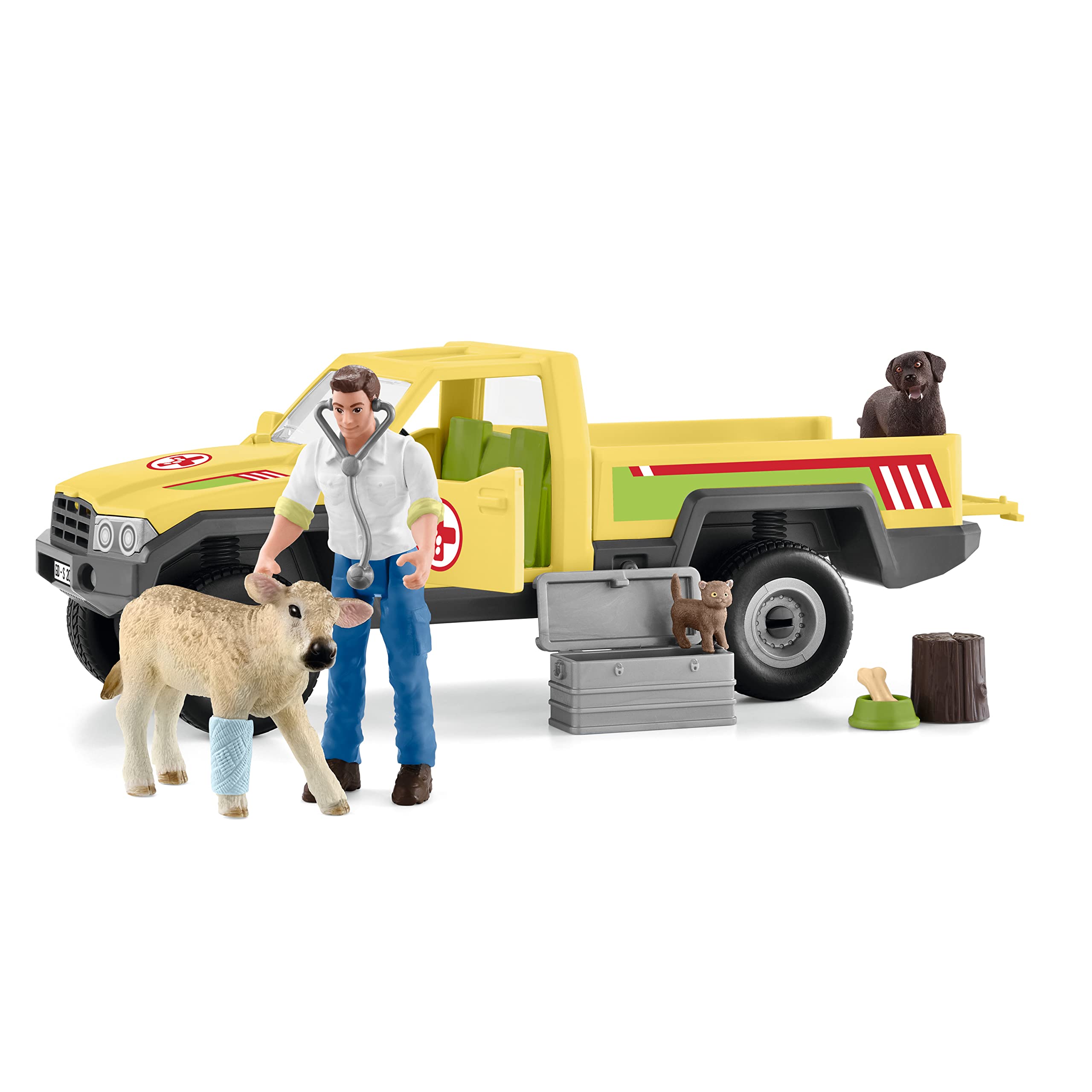 SCHLEICH 42503 Wild Life Veterinarian visit at the farm playset for ages 4+, 12 pieces