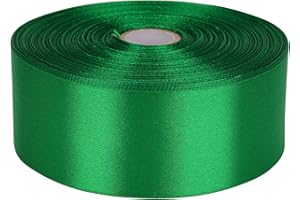 Baocuan 1-1/2 inch Green Satin Ribbon 50 Yards Solid Fabric Ribbons Roll for Wedding Invitations, Bridal Bouquets, Sewing, Party Decorations, Gift Wrapping and More