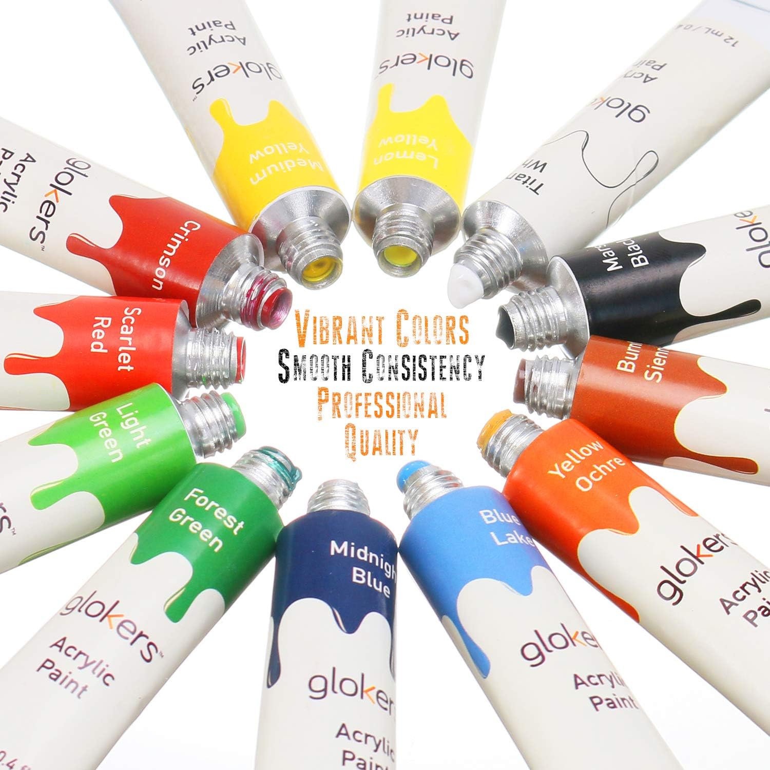 Complete Acrylic Paint Set by Glokers – 36 Piece Professional Painting Supplies Set, Includes Mini Easel, 6 Canvases, Paint Tray, Painting Knives, 10 Paintbrushes and More – Perfect Gift for Artists