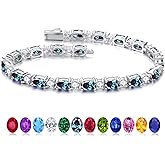 Iefil Tennis Bracelets for Women - 925 Sterling Silver Birthstone Bracelet, Anniversary Birthday Gifts for Women, Jewelry Gifts for Woman Her, 6.5"-7"