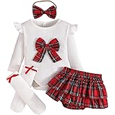 Kavousa St Patricks Day Baby Girl Outfit Clover Letter Print Romper Top Tutu Bow Skirt Headband Newborn Irish Spring Clothes