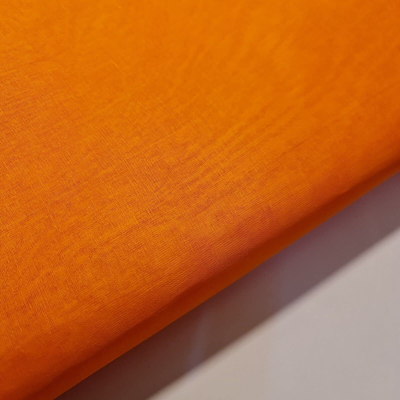 Premium Quality Multi Purpose Lightweight 100% Cotton Organdy Doll Dress Stiff Lining Curtain Interfacing Fabric Material 44" - 112cm Wide (Orange)