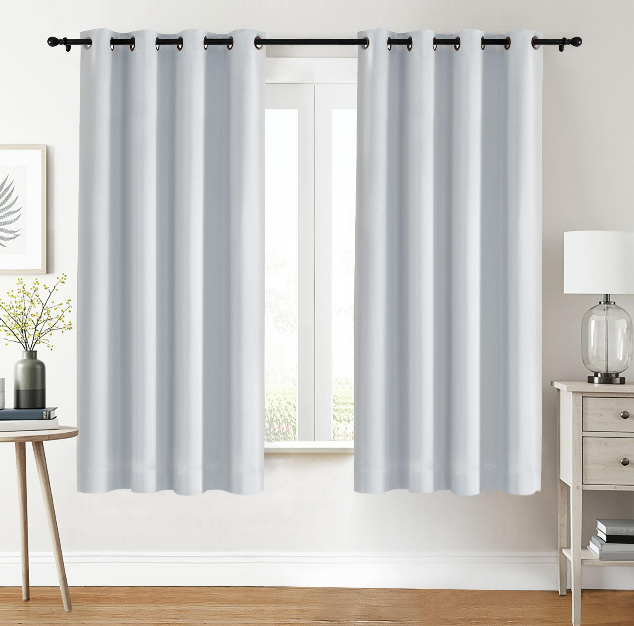Utopia Bedding Blackout Curtains Grommet Thermal 2 Panels Drapes [Grey White, 46 x 72 Inches] Sound Insulated Curtain for Bedroom and Living Room — image 1