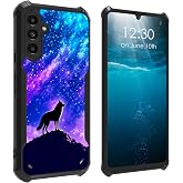BPQOJB for Samsung Galaxy S26 Case with Wolf in Purple Galaxy Pattern Design Soft TPU Bumper + Acrylic Back Lightweight Shock Protective Phone Case for Samsung Galaxy S26 5G 6.3 inch 2026