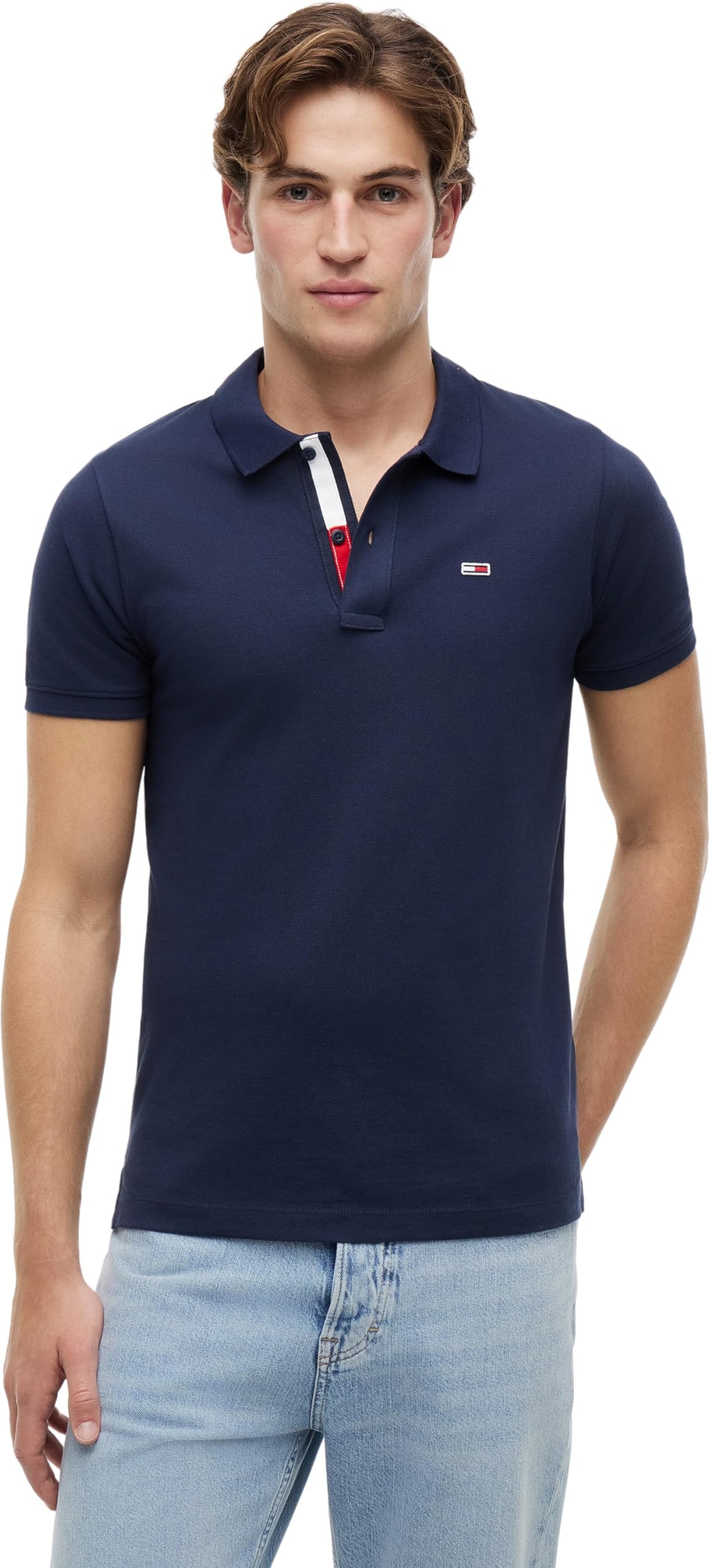Tommy Jeans Herren Poloshirt Kurzarm TJM Slim Slim Fit, Blau (Twilight Navy), L