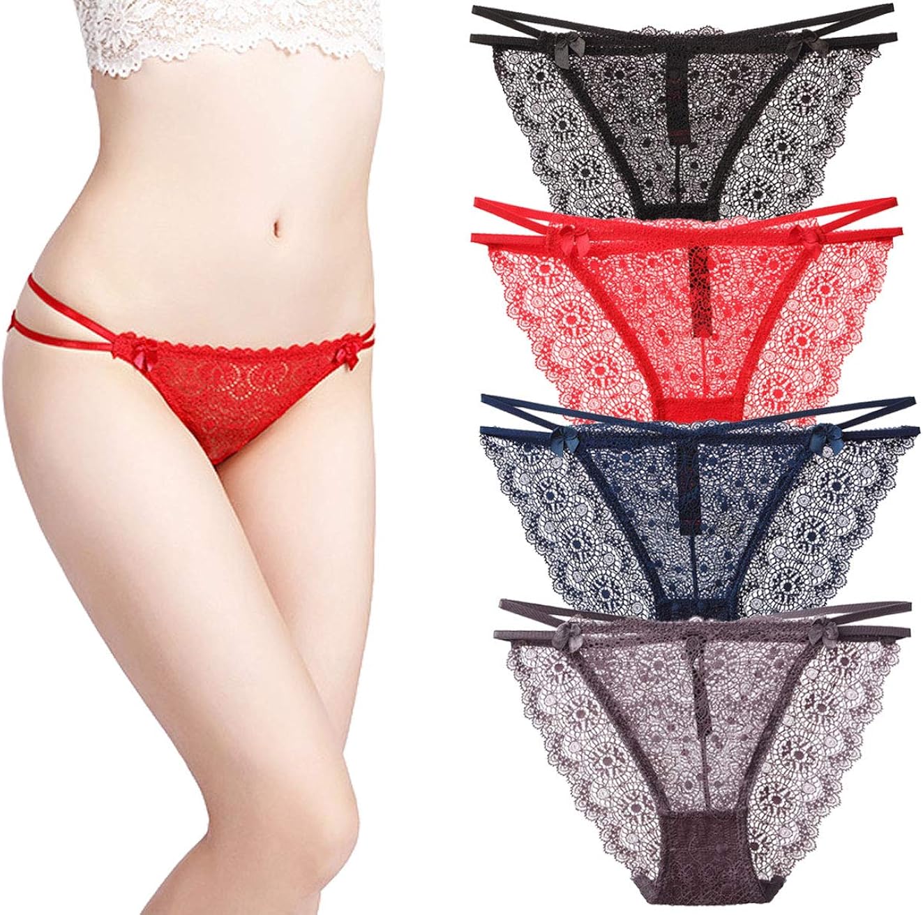 Women Lace Panties Lingerie Soft Silk Satin Underwear