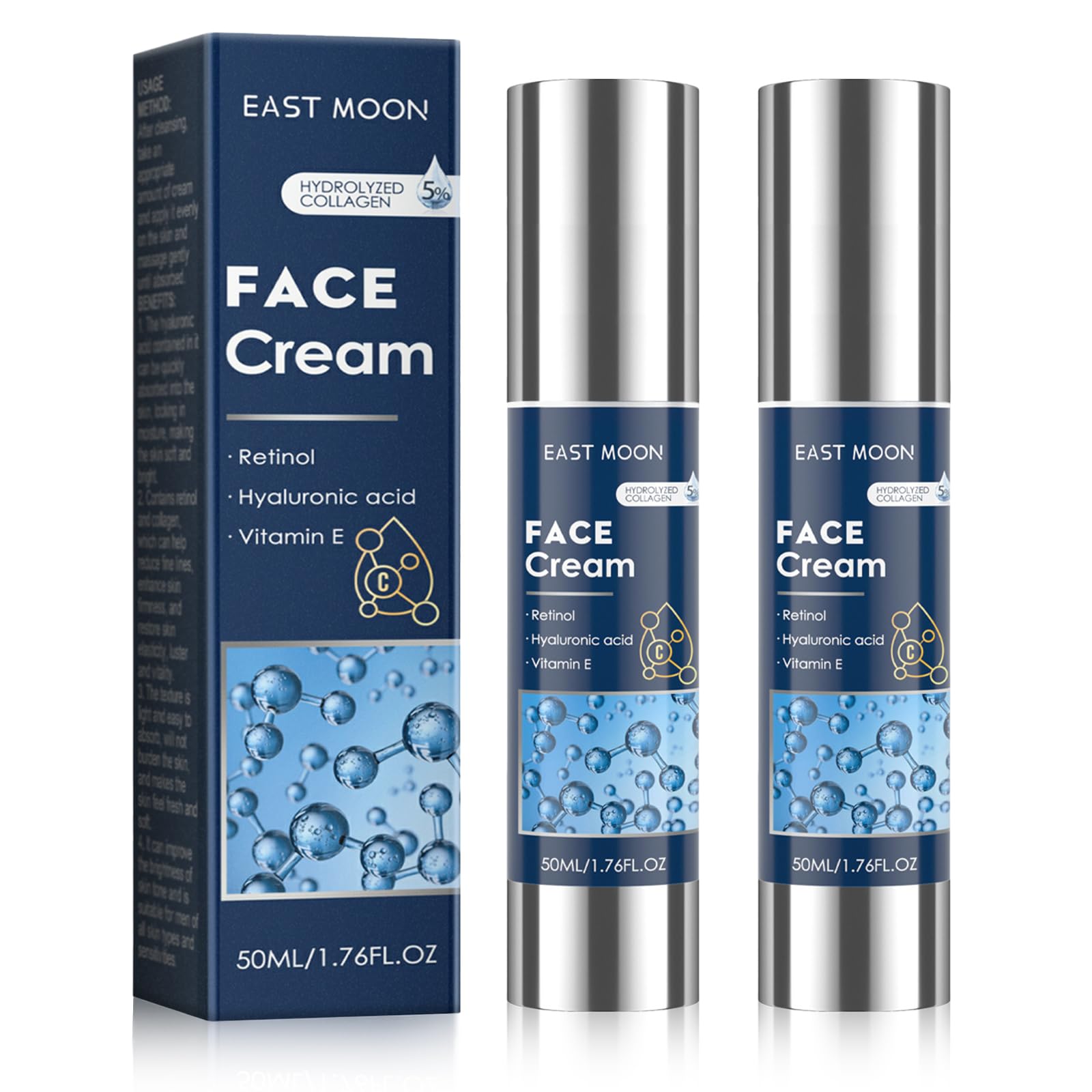 MADGININE 2 Bottles 6 in 1 Particle Face Cream for Men Eye Bags, Natural Moisturiser Organic Anti-wrinkle Face Neck Firming Cream, Mens Anti Aging Face Cream