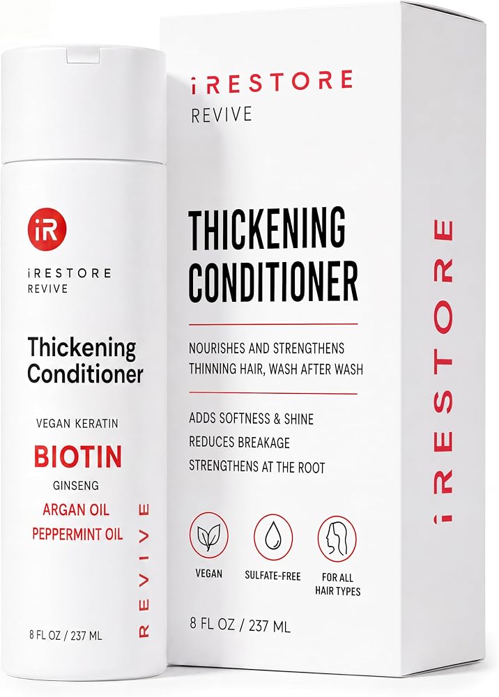 iRESTORE Biotin Hair Conditioner for Damaged Dry Hair - Good for Fine Hair Growth, Volumizing Thickening Conditioner with Gin