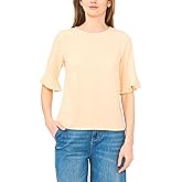 CeCe Short Sleeve Ruffle Cuff Crew Neck Blouse