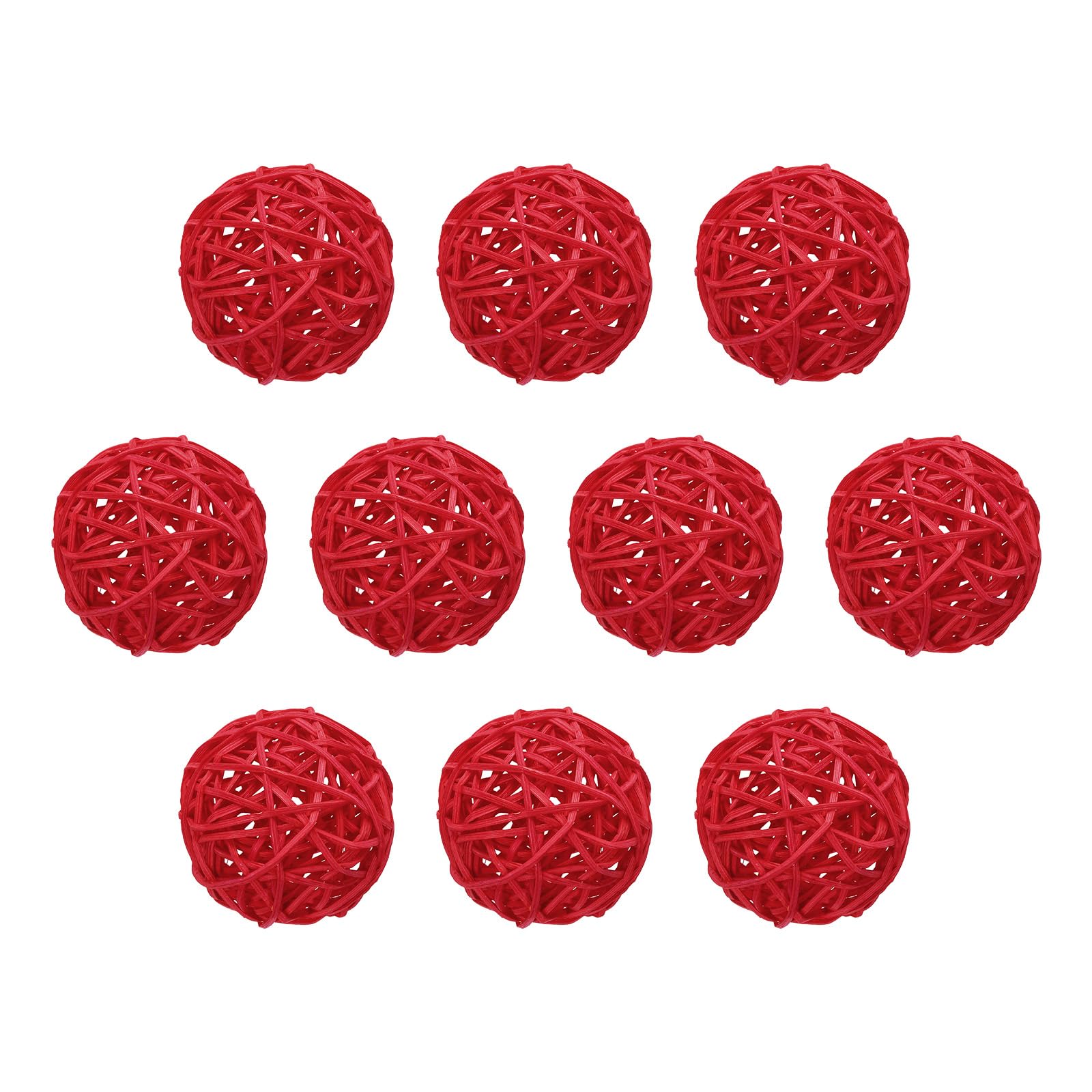 Uxcell 10 Pcs Wicker Rattan Balls 2.4 Inch Rattan Decorative Balls for Centerpiece Bowls Vase Fillers Home Decor Red