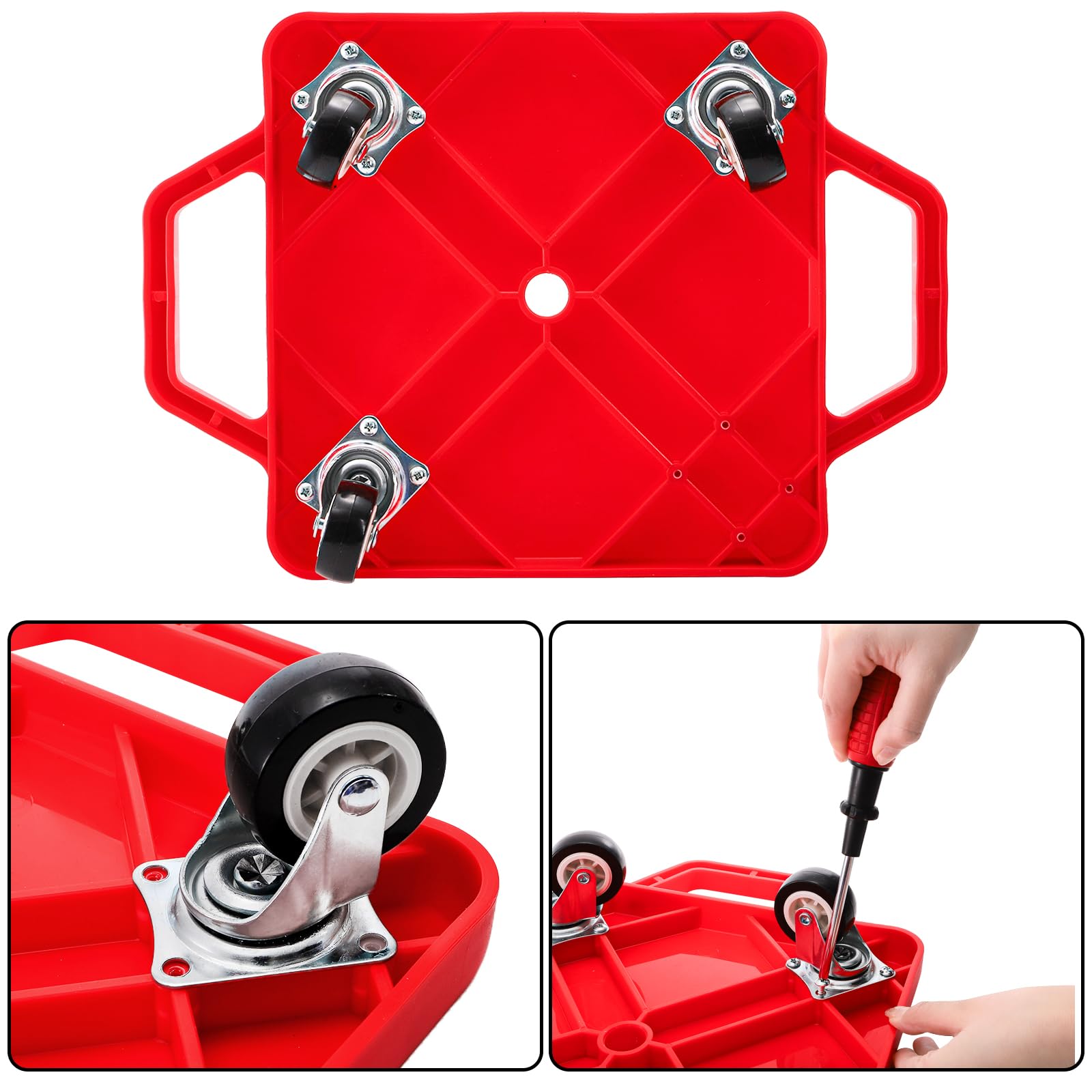 AVLA 4 Pack Sports Scooter Board with Handles, Plastic Casters Floor Scooters for Kids, Indoor Sitting Scooter with Rollers, Physical Education for Home, Homeschool Supplies