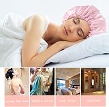 Yafe Adjustable Bonnet 36cm 2-Pack Satin Sleep Cap Black Pink Hair Care view 7