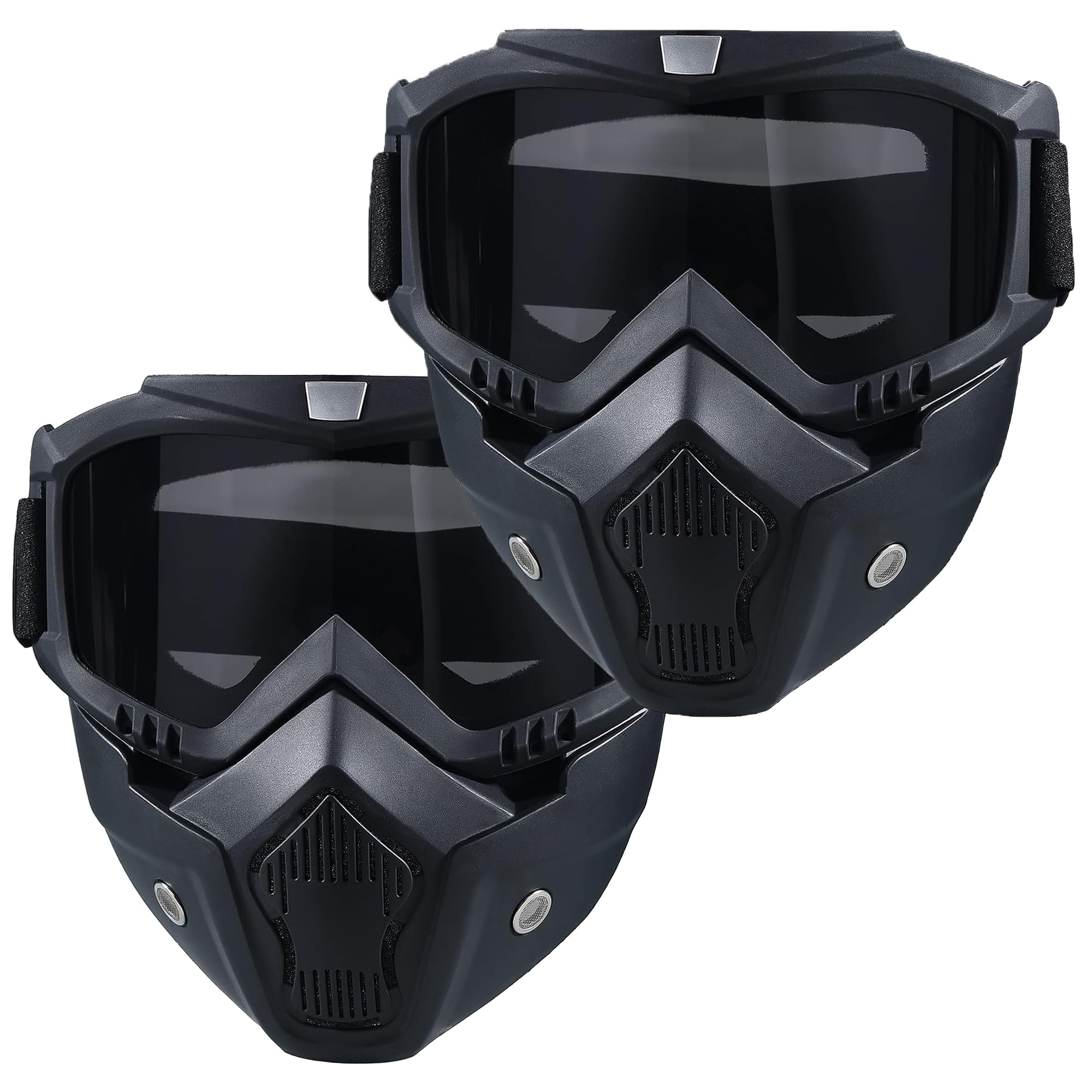 Photo 1 of 2 Pcs Paintball Mask Anti Fog,Tactical Full Face Mask Ski Mask Goggles Detachable Adjustable,Motorcycle Riding Face Protection (2black)