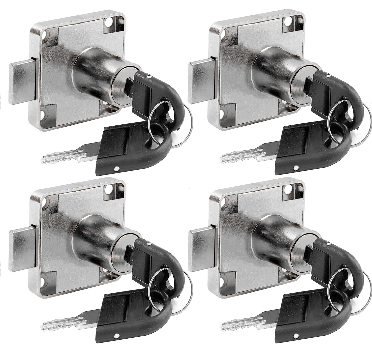 Litensh 4PCS 22mm Cam Lock with Key Alike, Security Cabinet Lock Cupboard Drawer Locks for Furniture Letterbox Postbox Mailbox Lever Toolbox Household Office Door Locker Locks, Silver