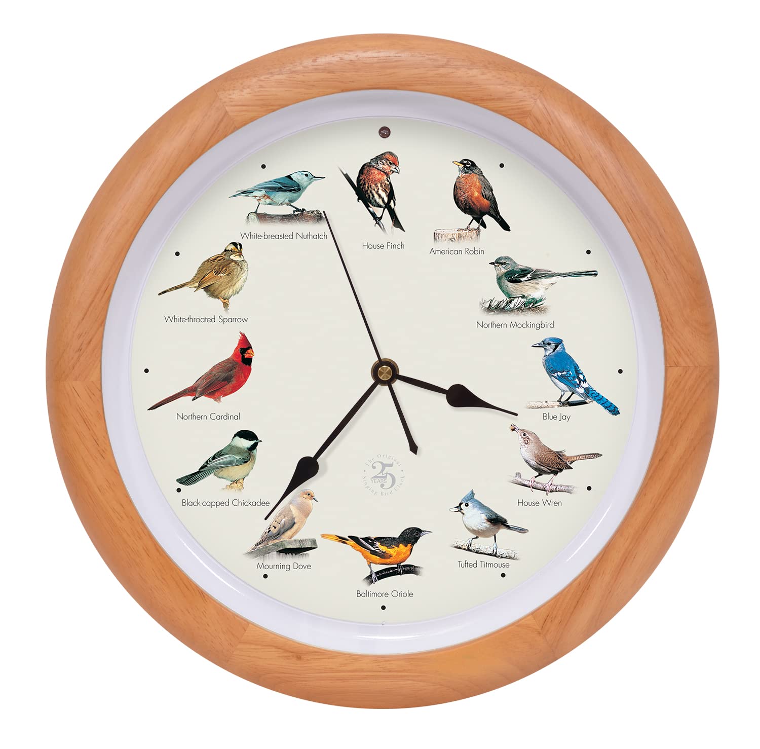 Mark Feldstein & Associates The Original Singing Bird Clock 25th Anniversary Edition (13 Inch, Premium Oak)