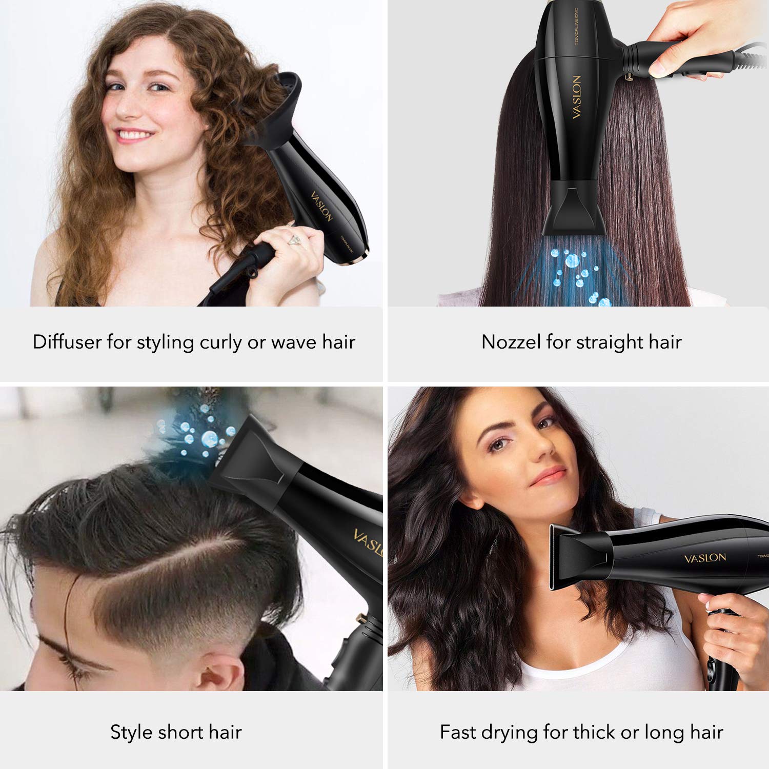 Amazon Com Vaslon Fast Hair Dryer With Diffuser For Curly Styling
