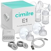 Cimilre E1 Portable Double Electric Breast Pump | Rechargeable battery, super compact design, hospital strength suction, adjustable settings, travel friendly