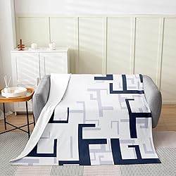 Feelyou Modern Geometric Plush Blanket Navy Blue