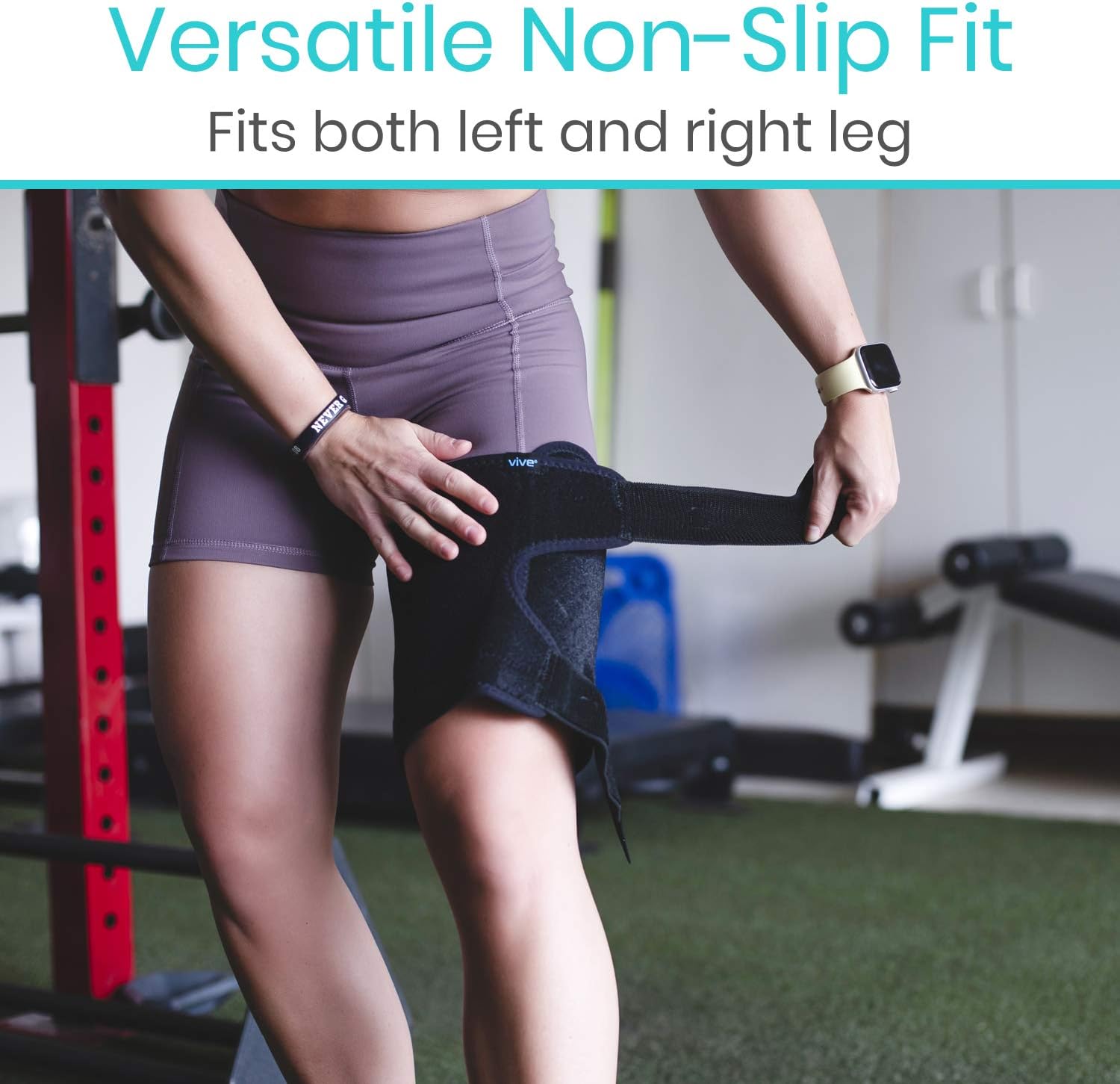 Vive Thigh Brace - Hamstring Quad Wrap - Adjustable Compression Sleeve Support for Pulled Groin Muscle, Sprains, Quadricep, Tendinitis, Workouts, Cellulite Slimmer, Sports Injury Recovery - Men, Women: Sports & Outdoors