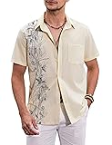 COOFANDY Men's Summer Shirts Coconut Tree Print