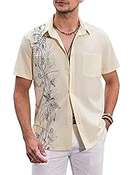 COOFANDY Men's Summer Shirts Coconut Tree Print