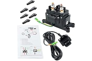 KANSMART 12V 250A Winch Solenoid Relay Contactor & Winch Rocker Thumb Switch Combo with Handlebar Control Kit Compatible with ATV UTV 3000lbs-5000lbs Polaris 800 1000