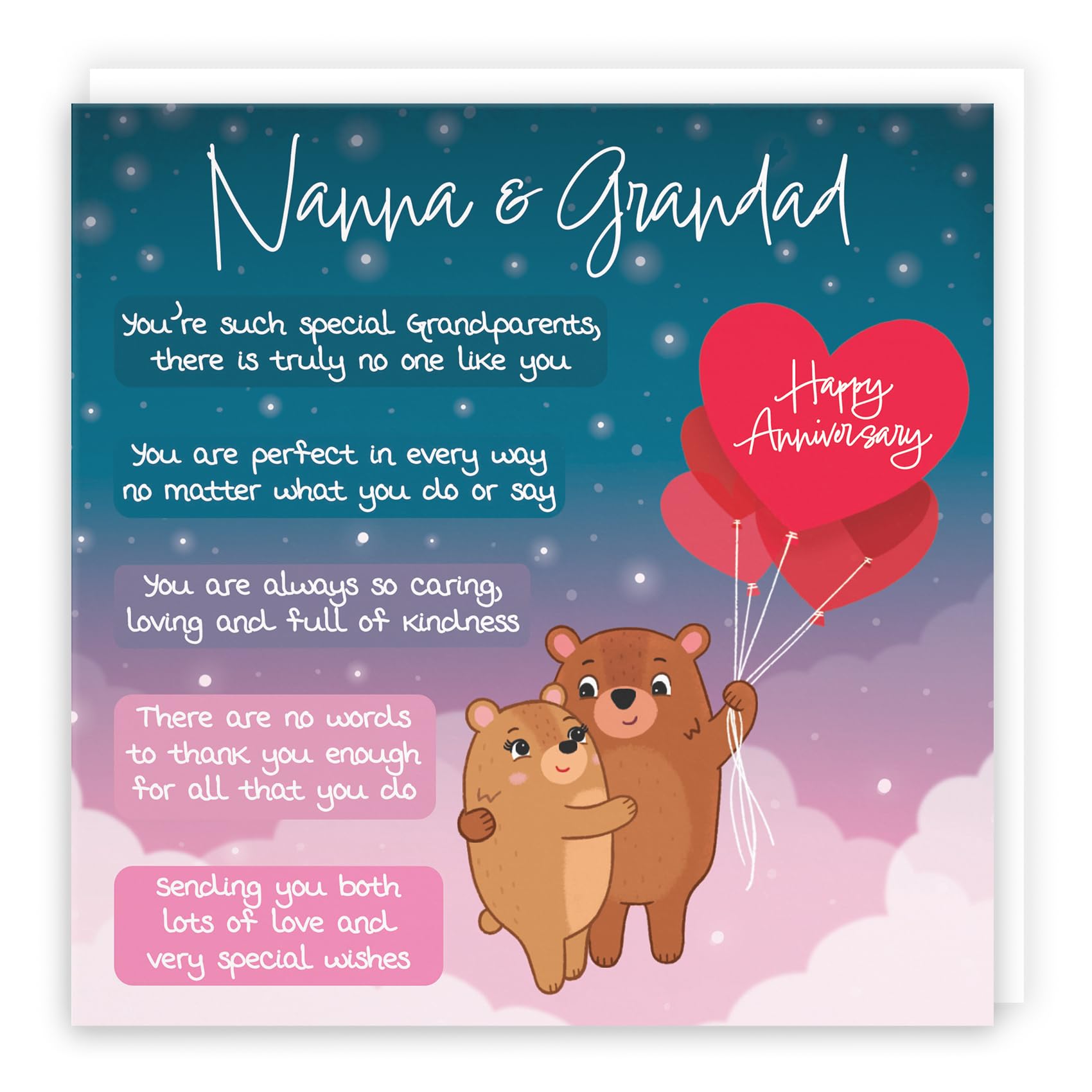 Hunts England - Nanna And Grandad Poem Anniversary Card - Starry Night - Cute Bears - Verse Anniversary Card For Nanna And Grandad - Happy Anniversary Nanna And Grandad Card