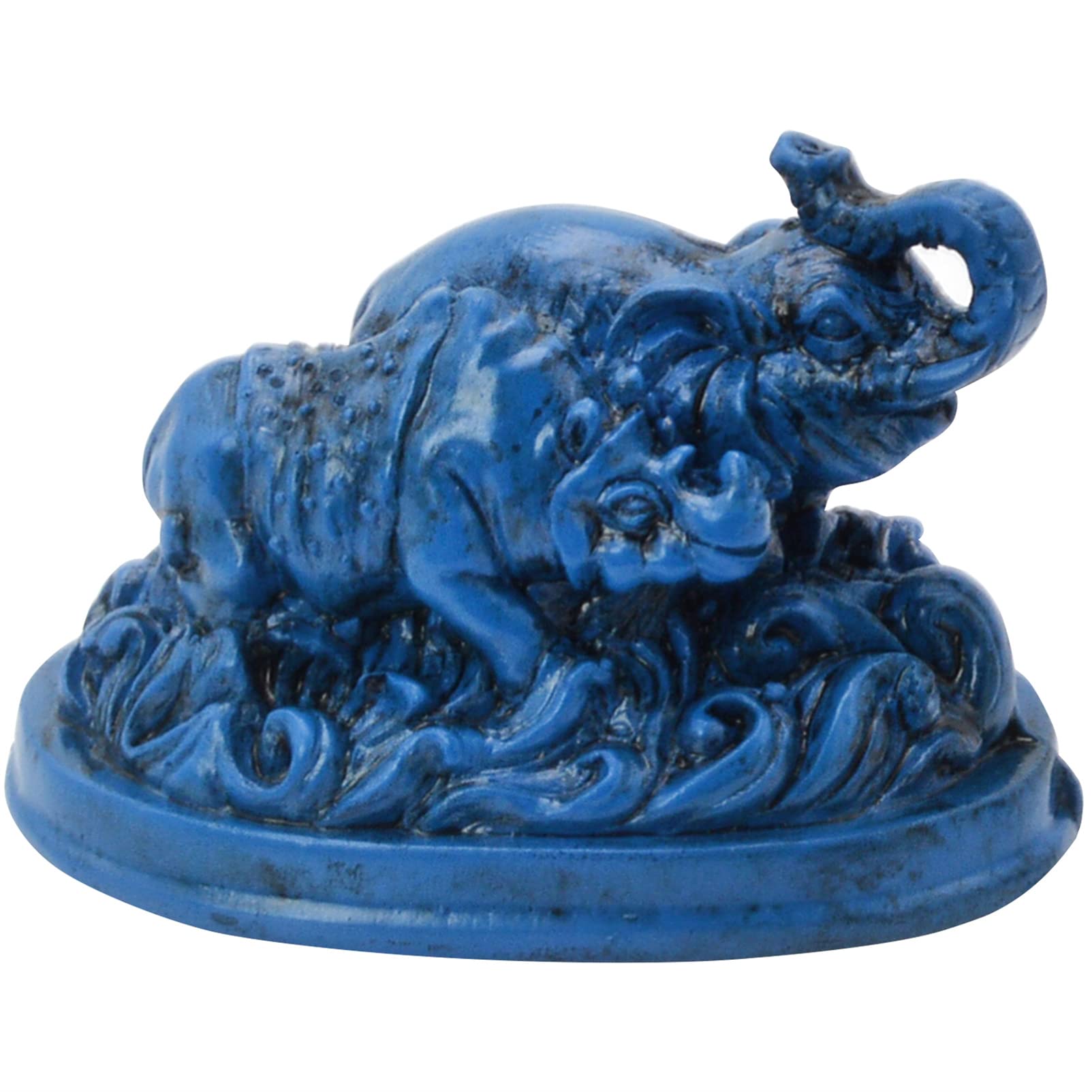 juanxian Feng Shui Blue Elephant and Rhinoceros for Protection + Free Mxsabrina Red String Bracelet C1008,3.8x2.7x2.6 inch