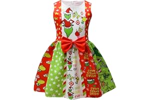 Maturead Kids Girls Dress Sleeveless Cartoon Casual Dress Halloween Christmas Party Dress Green 2-10 Years