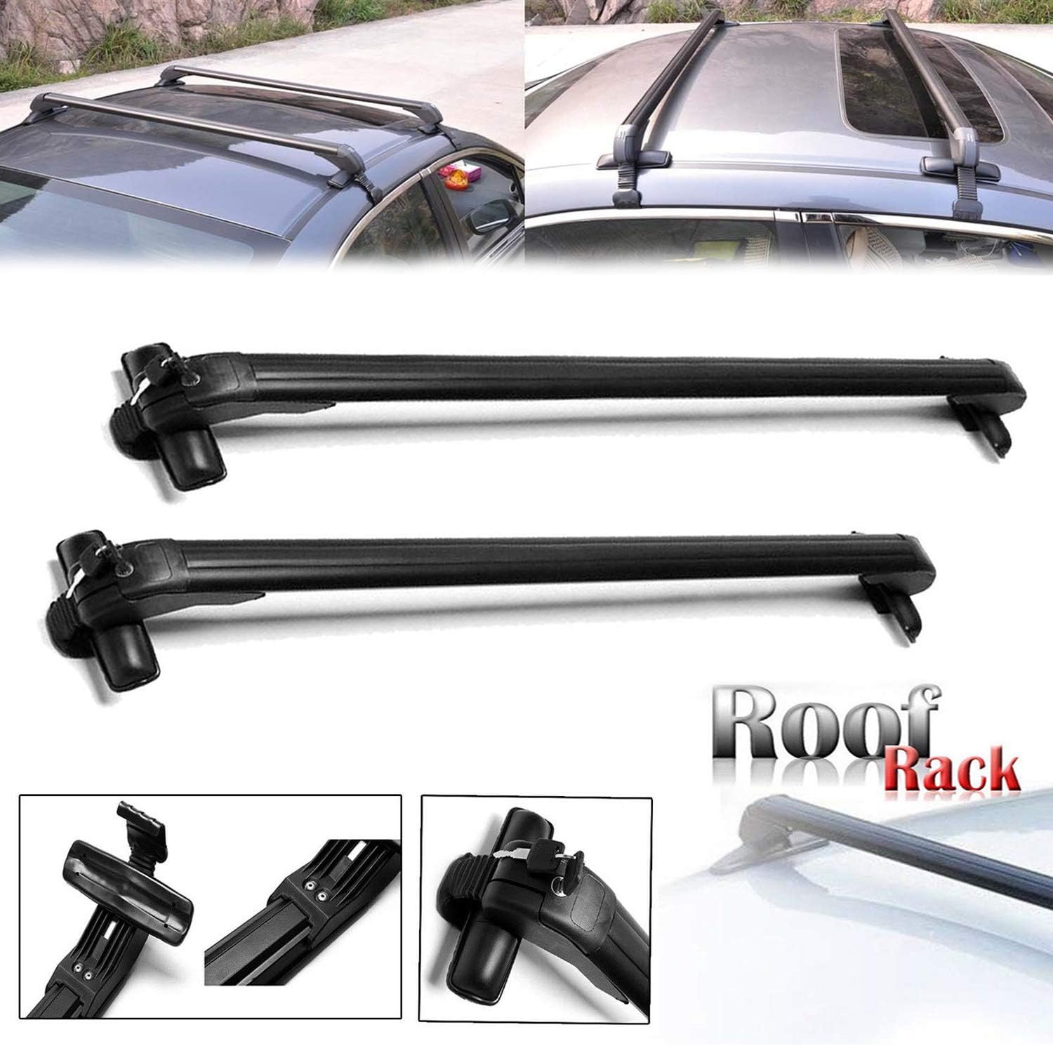 SiKy For Ford Edge 07-16 Focus Escape 2000-16 Car Roof Crossbars Cargo Rails 43" Aluminum Anti Theft Top Luggage Carrier Cross Bar 120KG Load Lockable Adjustable