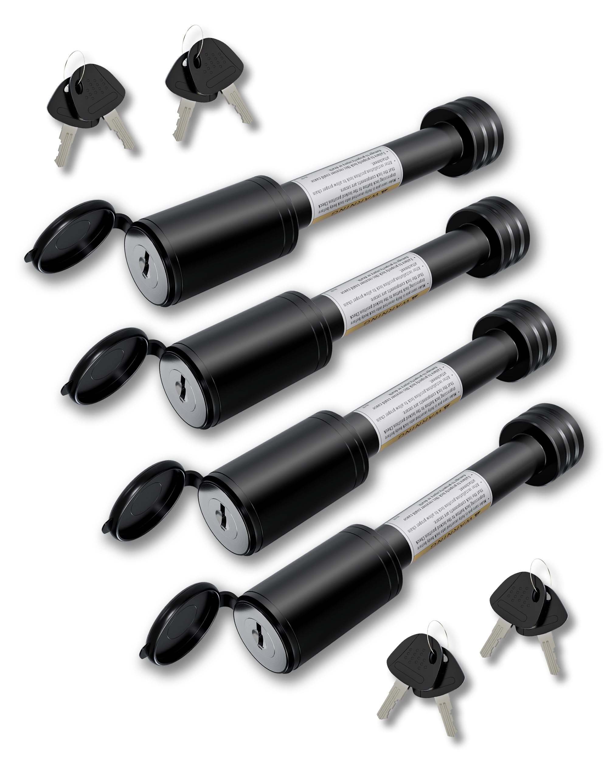 Photo 1 of (one is damaged) RETRUE Trailer Hitch Receiver Pin Lock, Suitable for 2 Inch Receiver, 5/8" Dia Hitch Lock for Securely Locking Trailer Hitch with Two Keys, Black(4 Pack)