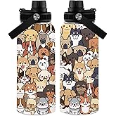 32 oz Insulated Water Bottle, Stainless Steel Water Bottles, Sports Travel Bottles, Cute Dogs Water Bottle Gifts for Men Women Dog Lovers (1pcs)